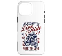 Carcasa para iPhone 16 Pro MAX Jacksonville Florida - Cráneo de Motocicleta con diseño Vintage