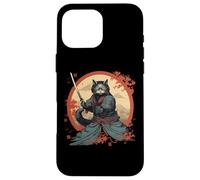 Carcasa para iPhone 16 Pro MAX Japanese Art Cat Ninja Ukiyo-e Anime Samurai Cat Camiseta