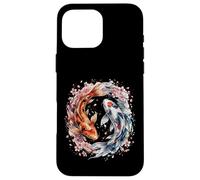 Carcasa para iPhone 16 Pro MAX Japanese Yin Yang Koi Fish Sakura Watercolor
