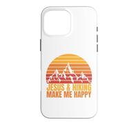Carcasa para iPhone 16 Pro MAX Jesus and Hiking Make Me Happy Fun para Excursionistas Unisex
