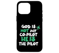 Carcasa para iPhone 16 Pro MAX Jesus God is The Pilot Aviation Christian Faith
