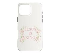 Carcasa para iPhone 16 Pro MAX Jesus Is King Christian Faith Floral Daisy Fresa
