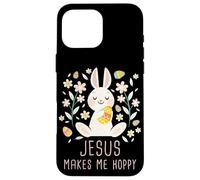 Carcasa para iPhone 16 Pro MAX Jesus Makes Me Hoppy - Girls & Women Easter Christian Faith