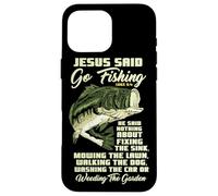 Carcasa para iPhone 16 Pro MAX Jesus Said Go Fishing Fish Story Biblia Pesca Pesca de lubina