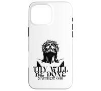 Carcasa para iPhone 16 Pro MAX Jesús Tu Voluntad Hágase Verso de la Biblia Católica Mateo 6 10