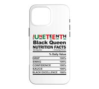 Carcasa para iPhone 16 Pro MAX Juneteenth Black Queen Información nutricional Melanin Mom Nutrition