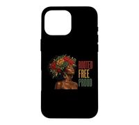 Carcasa para iPhone 16 Pro MAX Juneteenth Rooted Free Proud Black Woman Afro Floral