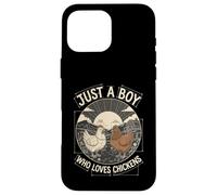 Carcasa para iPhone 16 Pro MAX Just A Boy Who Loves Chickens Retro Farm Blueprint Livestock
