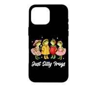 Carcasa para iPhone 16 Pro MAX Just Silly Frogs Lindo Cottagecore Floral Spring Animal