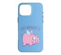 Carcasa para iPhone 16 Pro MAX Just Wingin' It Derpy Flying Pig