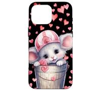 Carcasa para iPhone 16 Pro MAX Kawaii Mouse In Valentines Basket For Girls Cute Heart