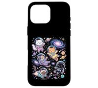Carcasa para iPhone 16 Pro MAX Kawaii Space Cats Astronauta Galaxia Estrellas Planetas