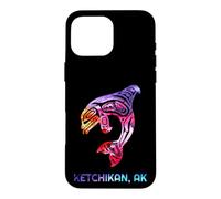 Carcasa para iPhone 16 Pro MAX Ketchikan Alaska SE Nativo Americano Indio Orca Asesino Ballena