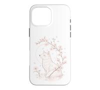 Carcasa para iPhone 16 Pro MAX Kitsune Fox Cherry Blossoms Meditación Zen Yoga Vida Mujeres
