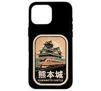 Carcasa para iPhone 16 Pro MAX Kumamoto Castillo Japón Retro Tren Vintage Japonés Kanji