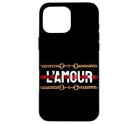 Carcasa para iPhone 16 Pro MAX L'Amour with Printed Golden Style Chains Valentin's Day Love