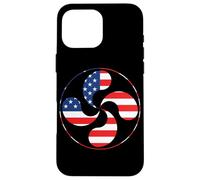 Carcasa para iPhone 16 Pro MAX Lauburu Basque Country Cross Ikurrina Euskal Herria Bandera de Estados Unidos