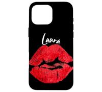 Carcasa para iPhone 16 Pro MAX Laura Red Lips Nombre Personalizado