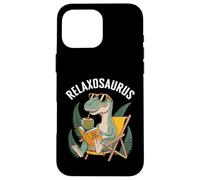 Carcasa para iPhone 16 Pro MAX Lector de Libros de meteoritos de Lectura de Dinosaurios relajados Funny Dino