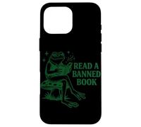 Carcasa para iPhone 16 Pro MAX Leer un Libro Prohibido Libro de Lectura de Rana Nerd Literatura Adicto