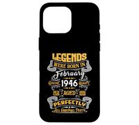 Carcasa para iPhone 16 Pro MAX Legend February 1946 Vintage 80th Birthday Tees Made in 1946
