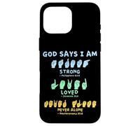 Carcasa para iPhone 16 Pro MAX Lenguaje de señas Americano Manos Verso de la Biblia Cristianismo