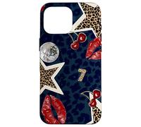 Carcasa para iPhone 16 Pro MAX Leopard Stars Cherry Kiss Disco Ball Y2K Negro Cheetah Print