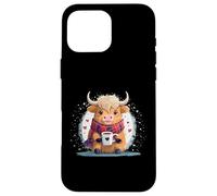 Carcasa para iPhone 16 Pro MAX Linda Vaca Escocesa de Las Tierras Altas Divertido café Adicto Bebida Vaquera
