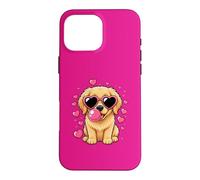 Carcasa para iPhone 16 Pro MAX Lindas Gafas de Sol Golden Retriever Heart Valentines Puppy Love