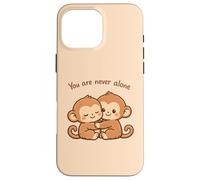 Carcasa para iPhone 16 Pro MAX Lindo Abrazando Baby Monkeys Besties Apoyo Emocional Amor