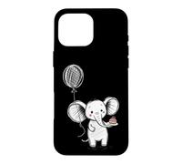 Carcasa para iPhone 16 Pro MAX Lindo Elefante Pastel Globo Celebración Sketch