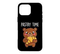 Carcasa para iPhone 16 Pro MAX Lindo Oso Croissant Pastelería Dibujos Animados Panadería Arte Animal Francés