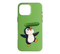 Carcasa para iPhone 16 Pro MAX Lindo pingüino Equilibrio Pepino Dibujos Animados Arte