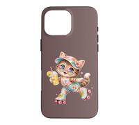 Carcasa para iPhone 16 Pro MAX Lindo Verano patín Gato Tropical Kawaii Gatito