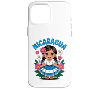 Carcasa para iPhone 16 Pro MAX Lindo Vestido Tradicional para niña de Nicaragua con Arte de Bandera para niños