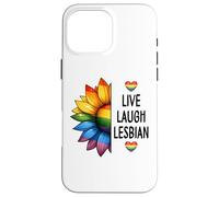 Carcasa para iPhone 16 Pro MAX Live Laugh Lesbian Sign,Gay Pride Flag Funny Lesbian Pride