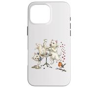 Carcasa para iPhone 16 Pro MAX Los Perros Westie Bailan Enamorados por la mañana con una Taza de café