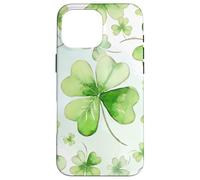 Carcasa para iPhone 16 Pro MAX Lucky Watercolor 4 Leaf Clover Irish Mom Irlanda Shamrock