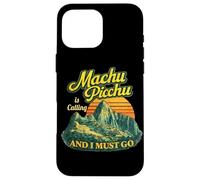 Carcasa para iPhone 16 Pro MAX Machu Picchu Perú Viajes Andes Montañas Puesta del Sol Retro