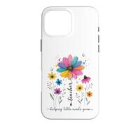 Carcasa para iPhone 16 Pro MAX Maestro ayudando a pequeñas Mentes a Crecer diseño Floral
