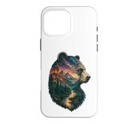 Carcasa para iPhone 16 Pro MAX Majestic Bear Mountain River Wildlife Exposición Doble Excursionistas
