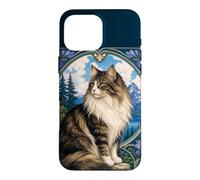 Carcasa para iPhone 16 Pro MAX Majestic Gato de Pelo Largo Art Nouveau Mountain