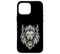 Carcasa para iPhone 16 Pro MAX Majestic Lion Tribal Design Poderosa Cabeza de León Ojos Rojos