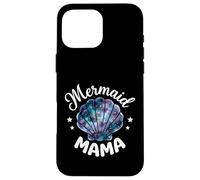 Carcasa para iPhone 16 Pro MAX Mama of The Birthday con Forma de Concha de Sirena y Flores Rosas a Juego