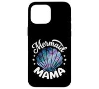 Carcasa para iPhone 16 Pro MAX Mama of The Birthday con Forma de Concha de Sirena y Flores Rosas a Juego