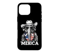 Carcasa para iPhone 16 Pro MAX Mammoth Ice Age Bandera Americana Bandana Gafas De Sol Sombrero De Vaquero