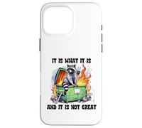 Carcasa para iPhone 16 Pro MAX Mapache filosófico en un contenedor de Basura con Humor de Mal día