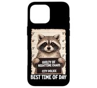 Carcasa para iPhone 16 Pro MAX Mapache Mugshot culpable de Caos Nocturno Mejor Hora del día