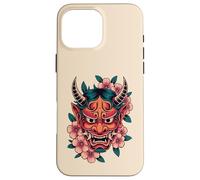 Carcasa para iPhone 16 Pro MAX Máscara Japonesa Demon Yokai Devil Cherry Blossom Hannya Oni