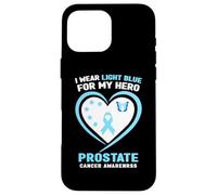 Carcasa para iPhone 16 Pro MAX Me Pongo Azul Claro para la Conciencia del cáncer de próstata de mi héroe